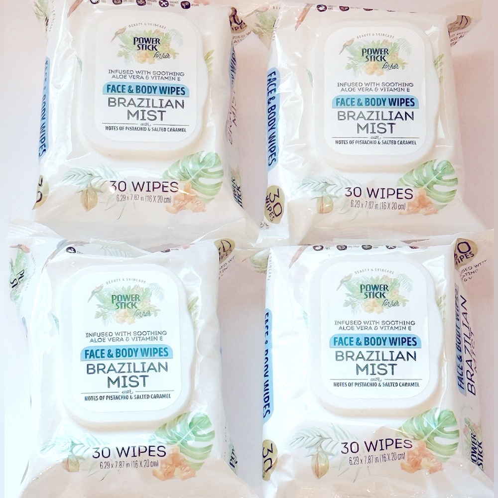 Brazilian Mist Pistachio & Salted Caramel Wipes 4 Pack NEW | Face Body